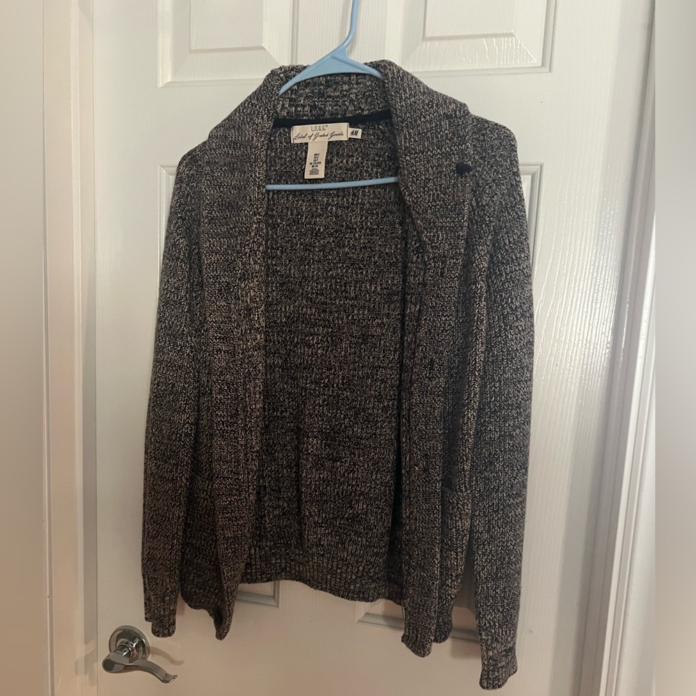 H&M Women’s Small Open Front Knit Cardigan Sweater Gray Marled Long Sleeve